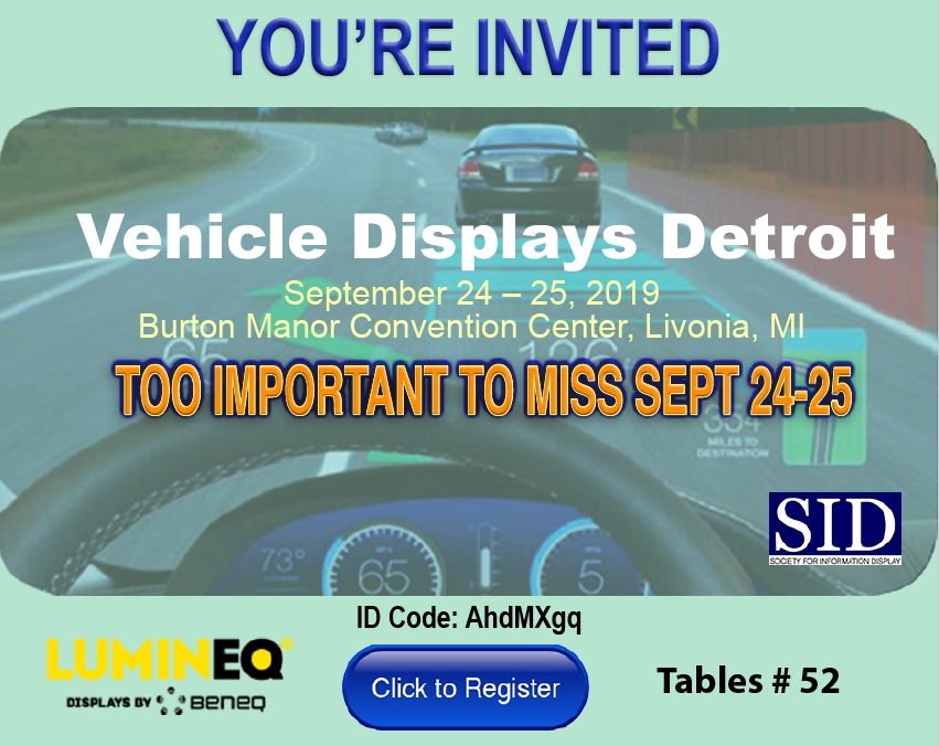 Vehicle display detroit 2019 invite from Lumineq