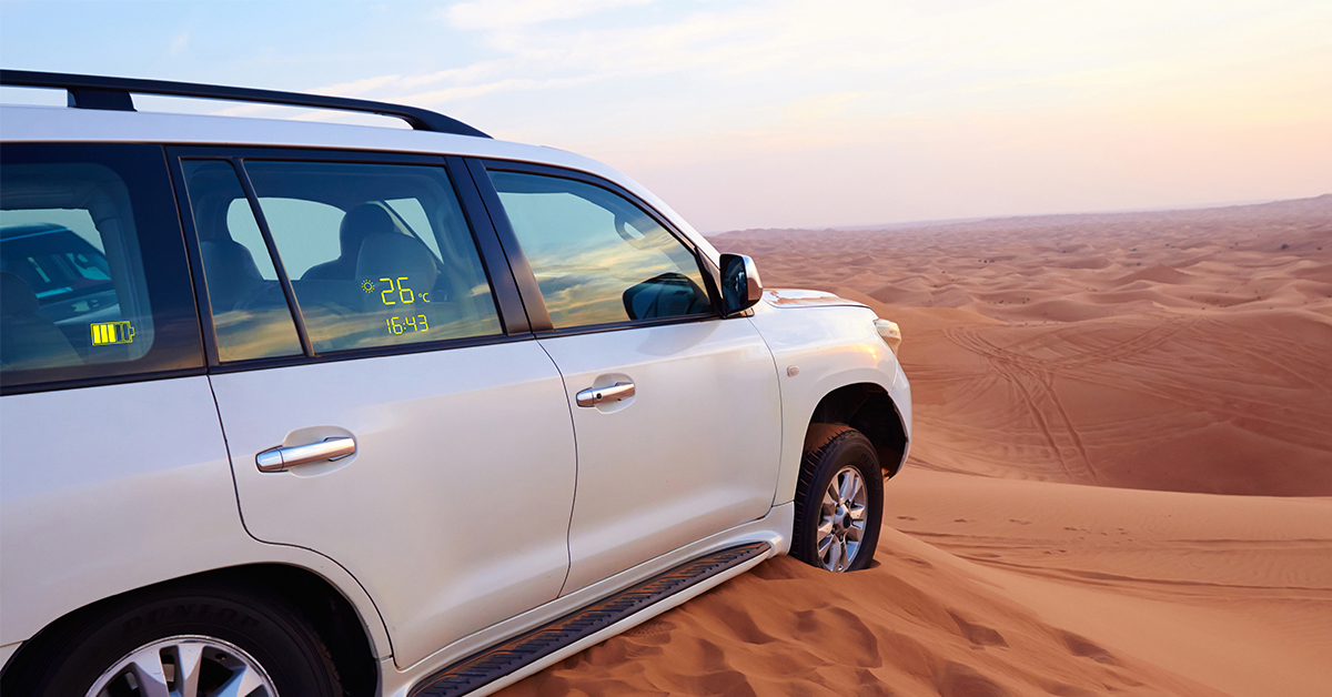 Inglass displays for improved automotive safety